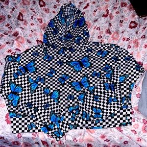 Checker print with blue butterfly’s crop tops